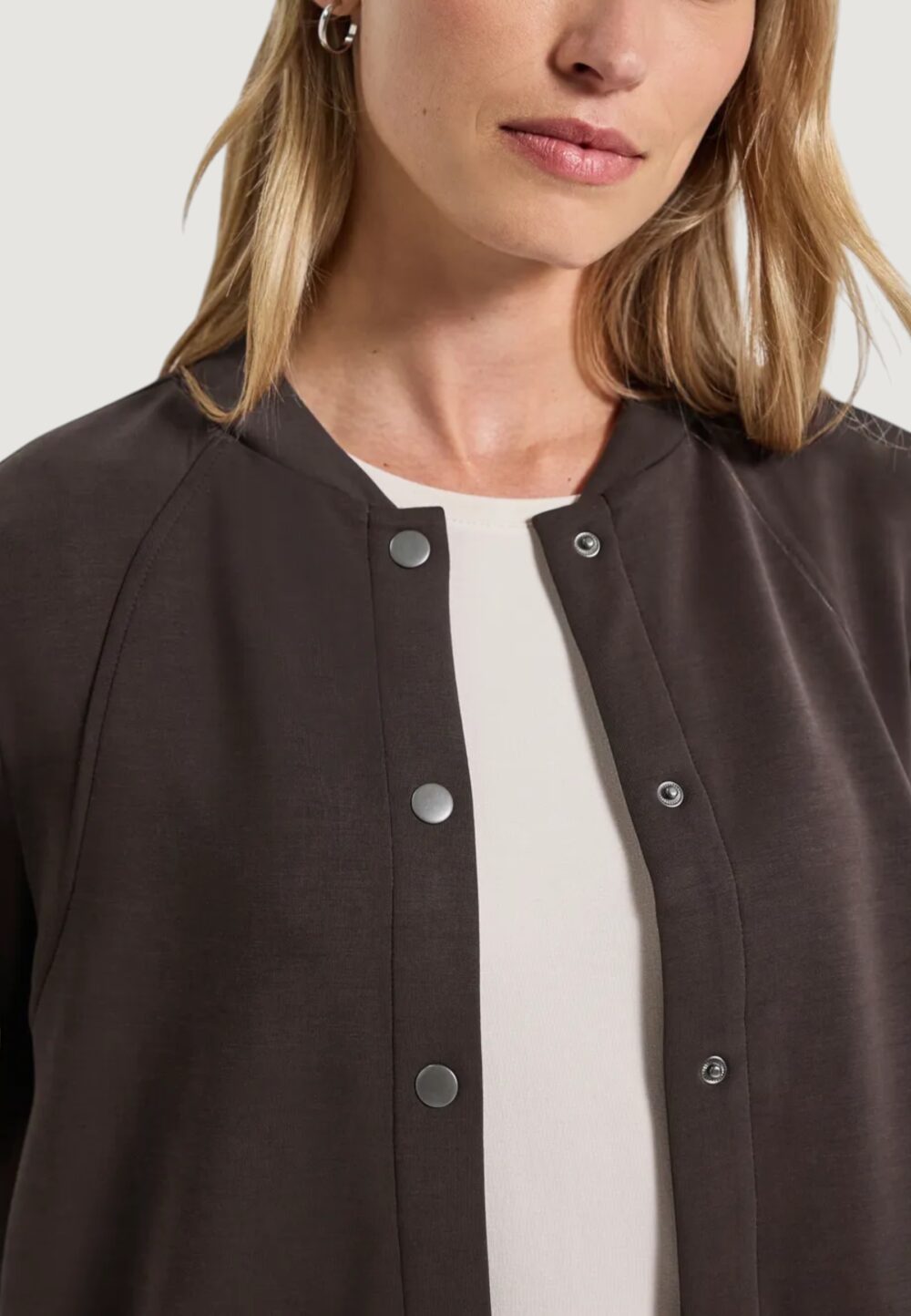 Felpa senza cappuccio Street One silk look jacket Cioccolato - Foto 4