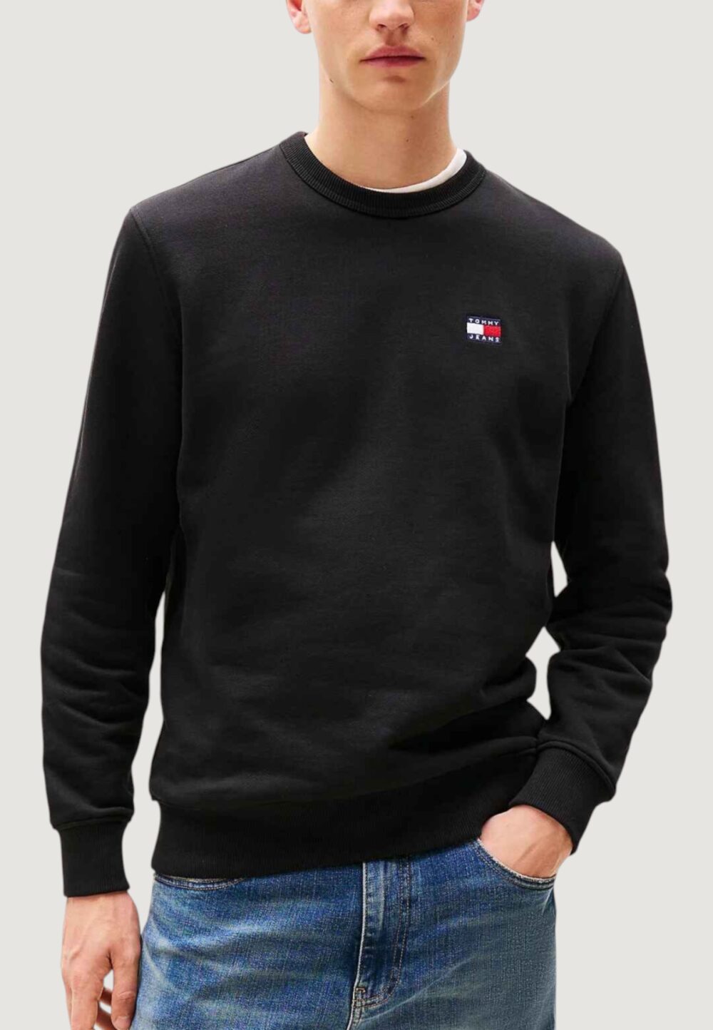 Felpa senza cappuccio Tommy Hilfiger Jeans TJM REG BADGE CREW E Nero - Foto 1