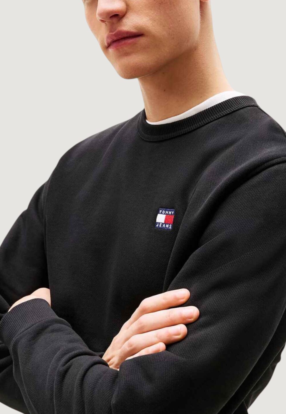 Felpa senza cappuccio Tommy Hilfiger Jeans TJM REG BADGE CREW E Nero - Foto 2