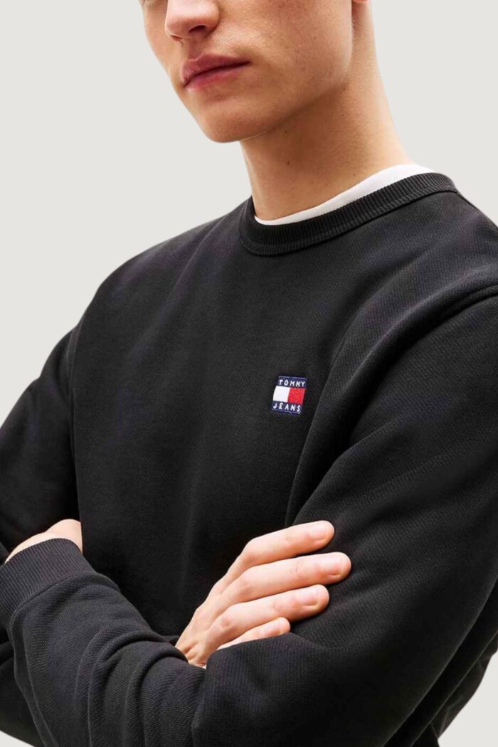 Felpa senza cappuccio Tommy Hilfiger TJM REG BADGE CREW E Nero – DM0DM20660