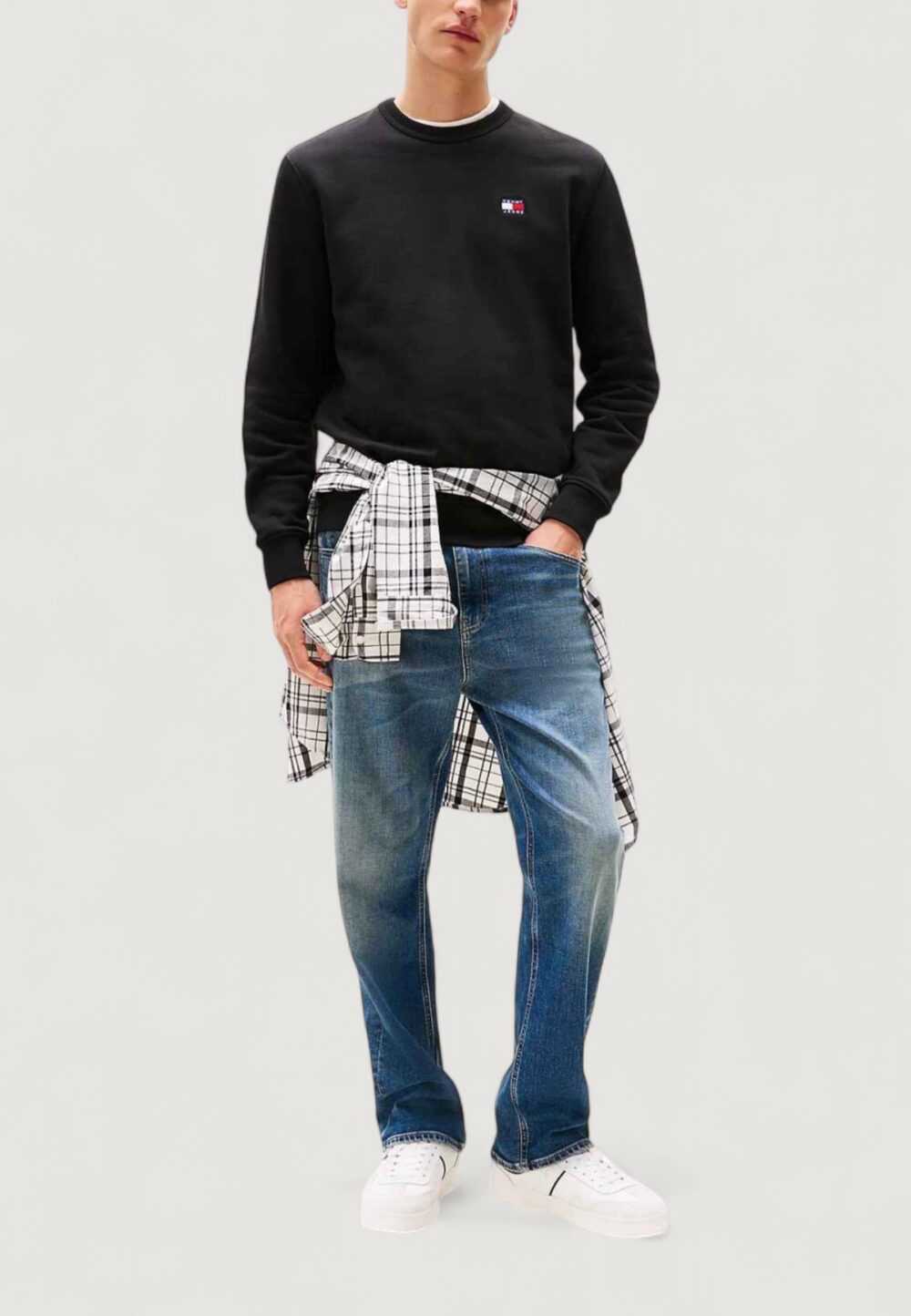 Felpa senza cappuccio Tommy Hilfiger Jeans TJM REG BADGE CREW E Nero - Foto 3