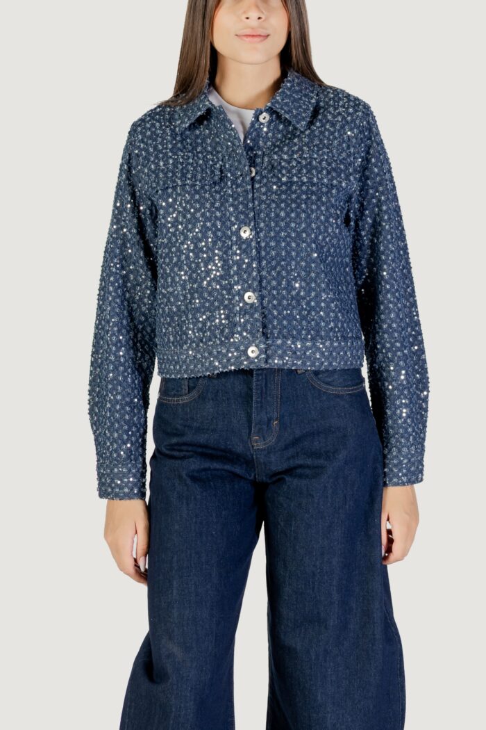 Giacchetto Only Onlevita Shimmer Boucle Jacket Otw Blue Denim Scuro
