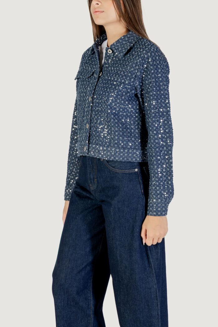 Giacchetto Only Onlevita Shimmer Boucle Jacket Otw Blue Denim Scuro