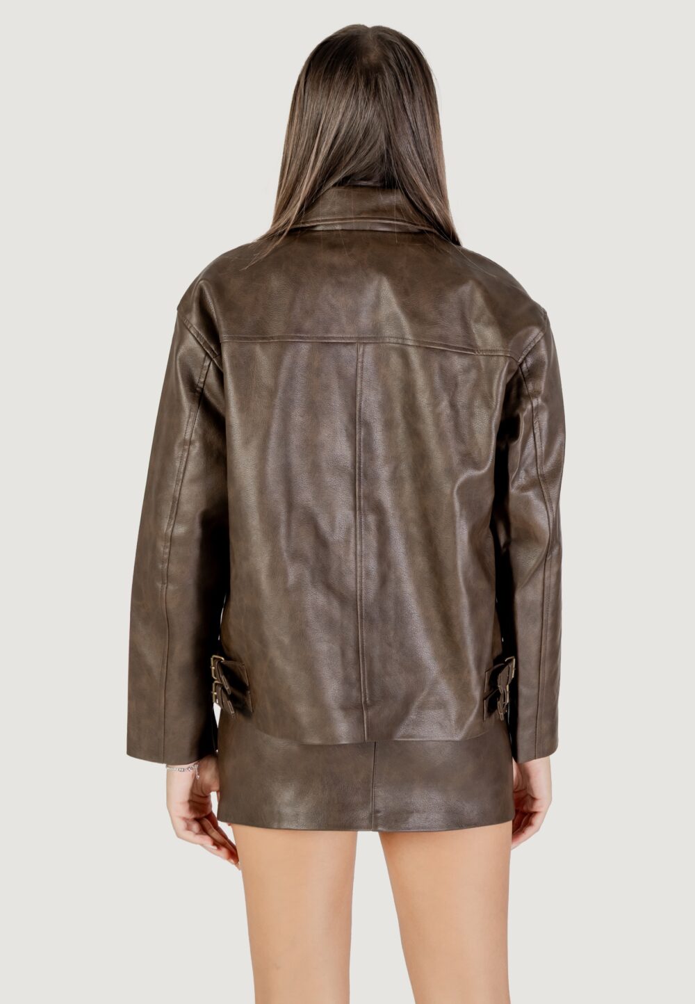 Giacchetto Only ONLJASMIN FAUX LEATHER JACKET CC OTW Marrone - Foto 4
