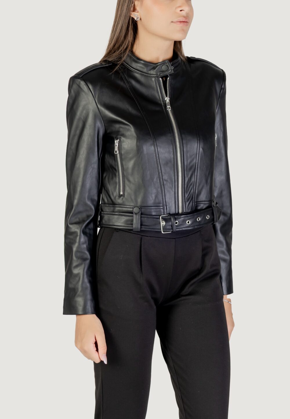 Giacchetto Only ONLSADIE FAUX LEATHER JACKET CC OTW Nero - Foto 3