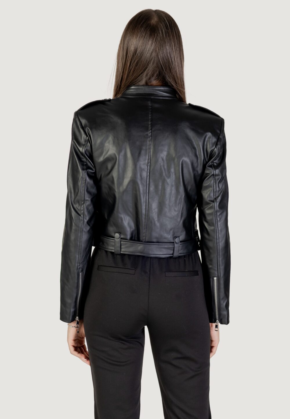 Giacchetto Only ONLSADIE FAUX LEATHER JACKET CC OTW Nero - Foto 4