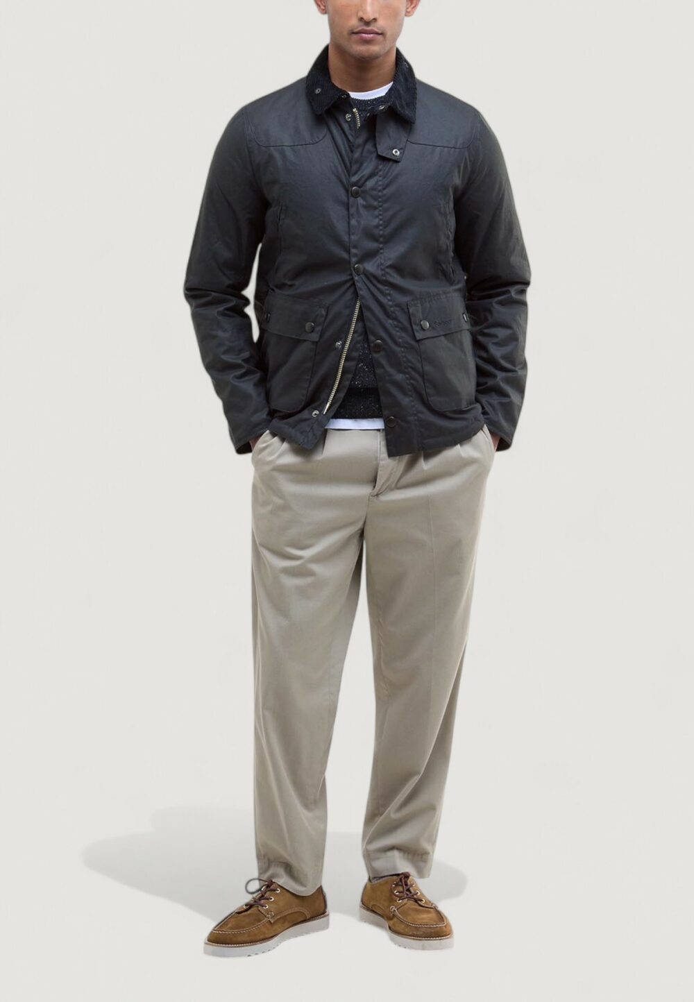 Giubbotto Barbour REELIN WAX JACKET Blue scuro - Foto 4