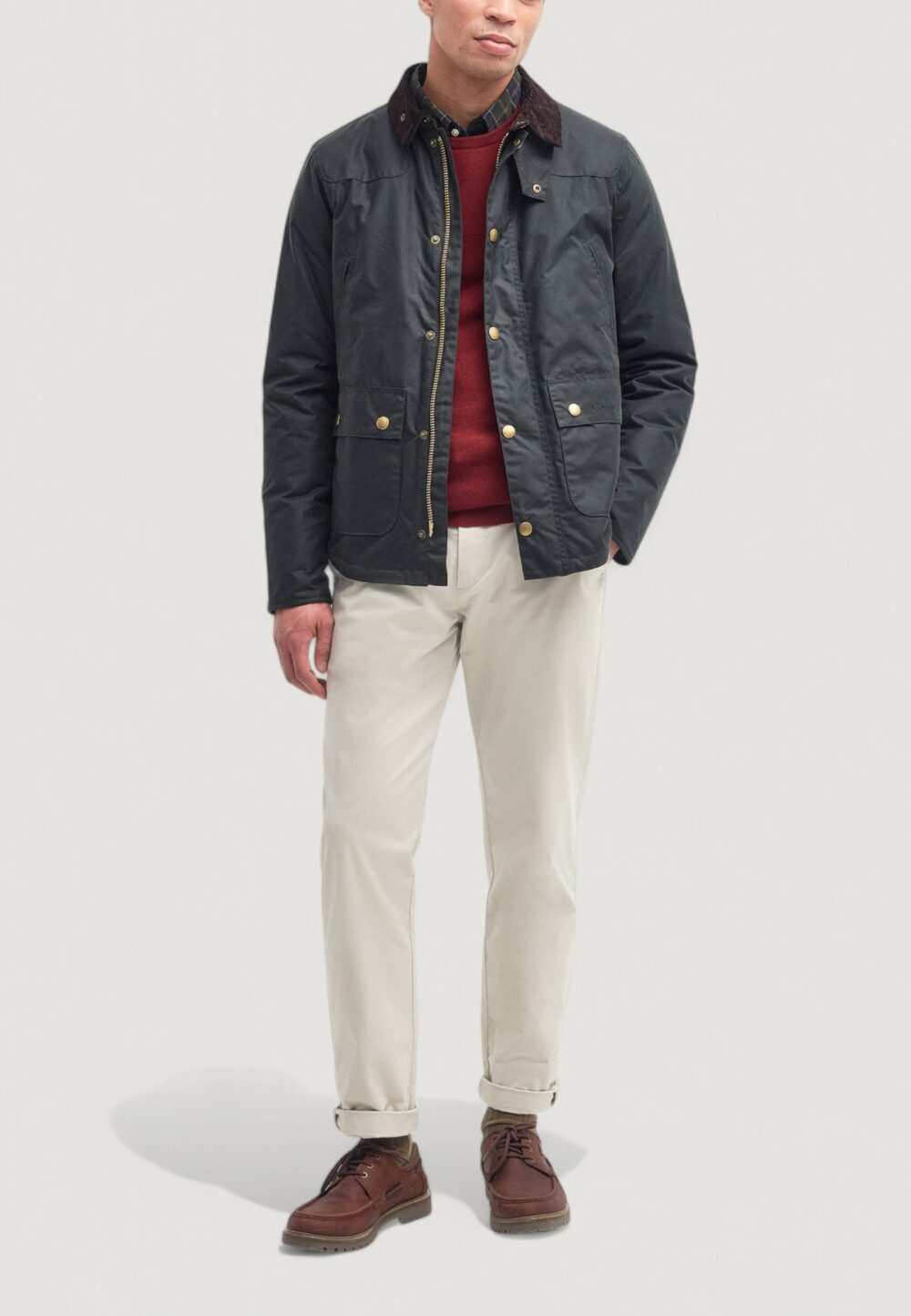 Giubbotto Barbour REELIN WAX JACKET Grigio Scuro - Foto 3