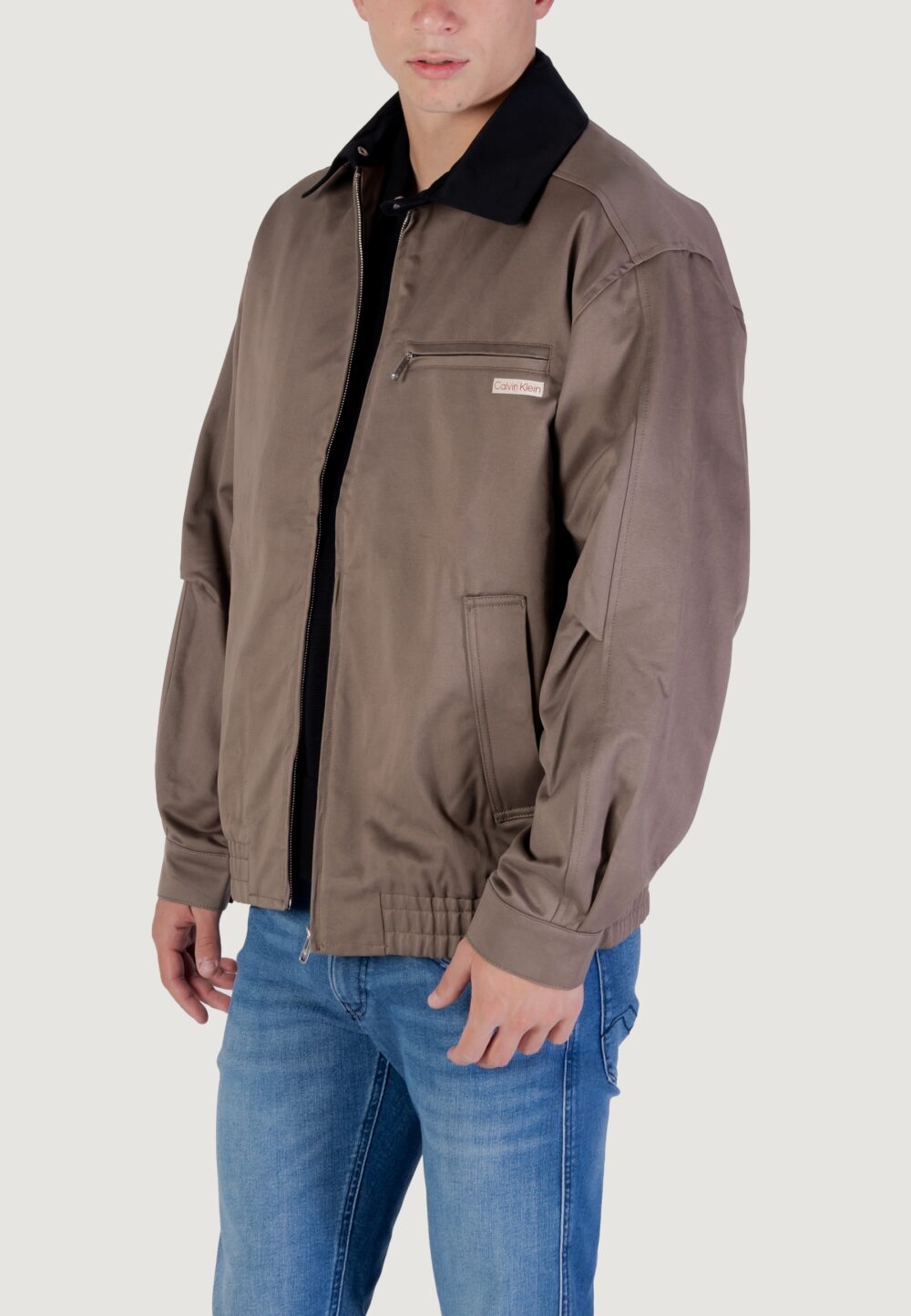 Giubbotto Calvin Klein Jeans A- LS COTTON FZ BLOU Terra - Fango - Foto 2