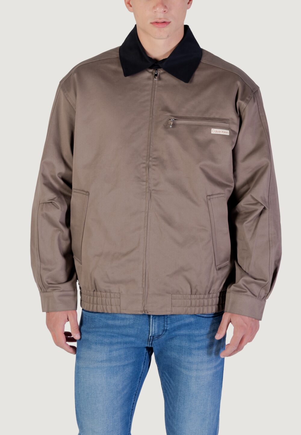 Giubbotto Calvin Klein Jeans A- LS COTTON FZ BLOU Terra - Fango - Foto 5