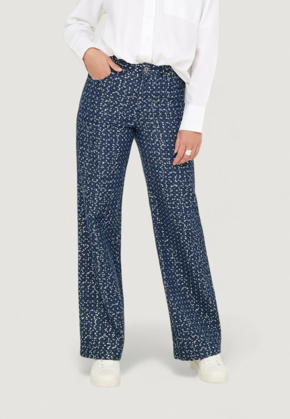 Jeans larghi Only Onlevita Shimmer Pants Otw Blue Denim Scuro - Foto 1