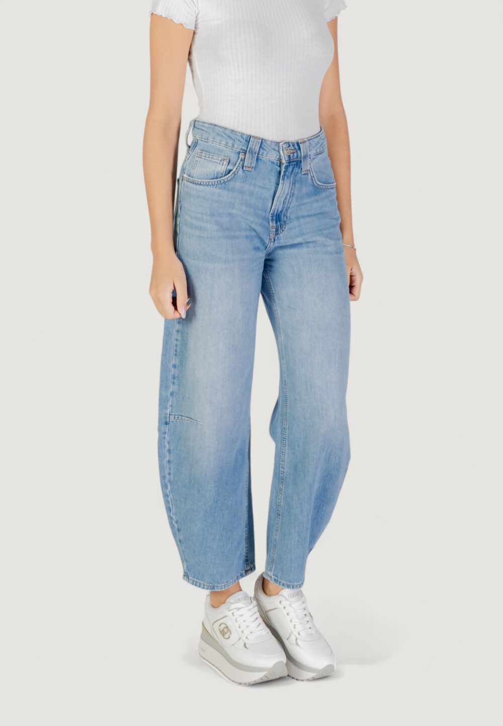 Jeans mom Only ONLFRANKIE HW ANK BARREL DNM DOT007 Denim chiaro - Foto 3