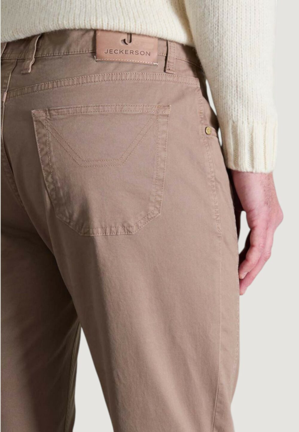 Pantaloni slim Jeckerson JOHN 5 TASCHE TOPPA Beige scuro - Foto 3
