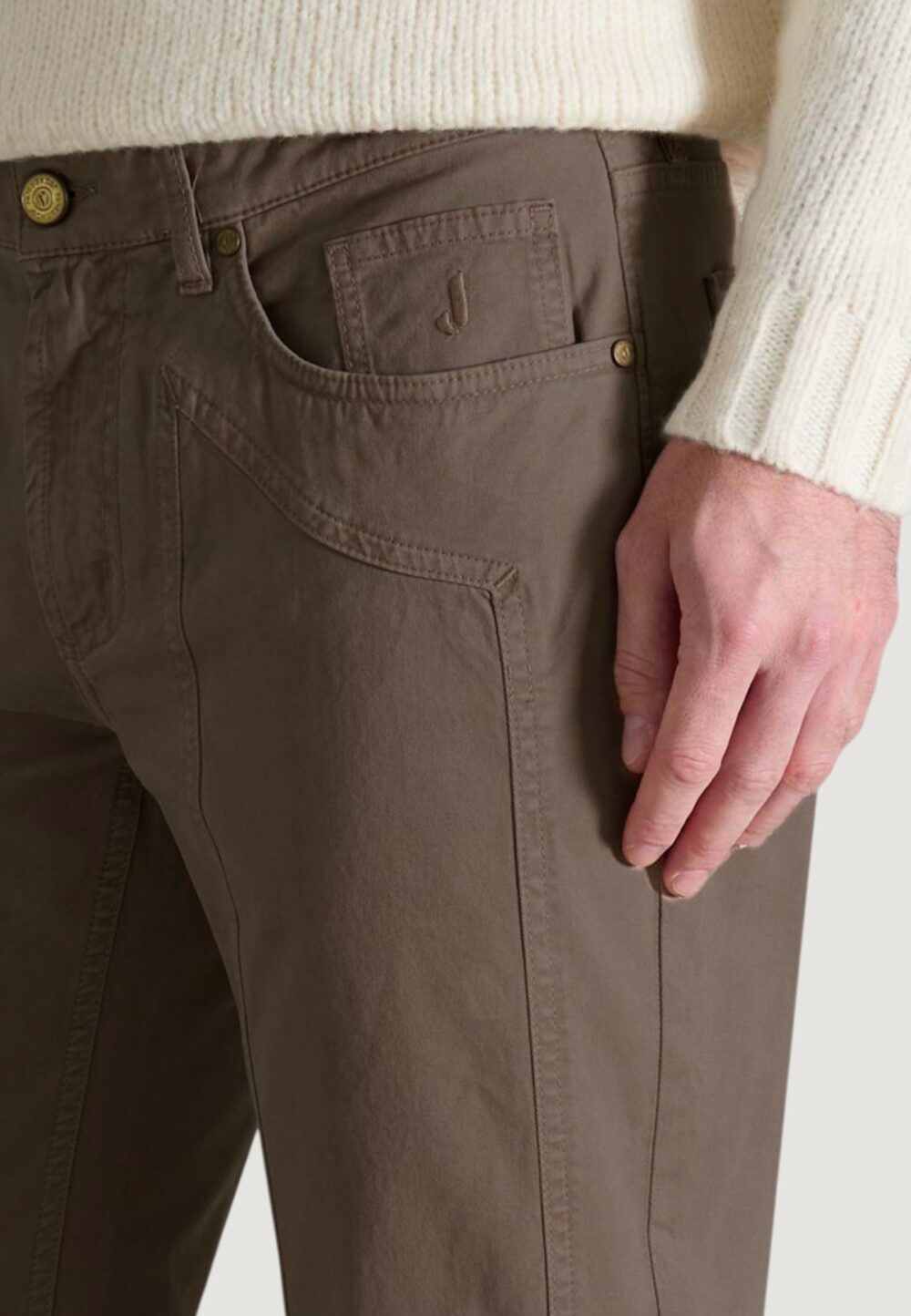 Pantaloni slim Jeckerson JOHN 5 TASCHE TOPPA Cioccolato - Foto 4