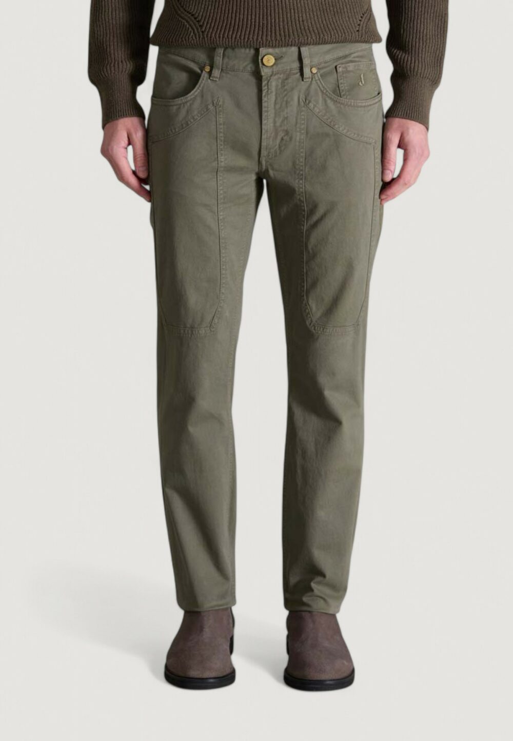 Pantaloni slim Jeckerson JOHN 5 TASCHE TOPPA Verde Oliva - Foto 1