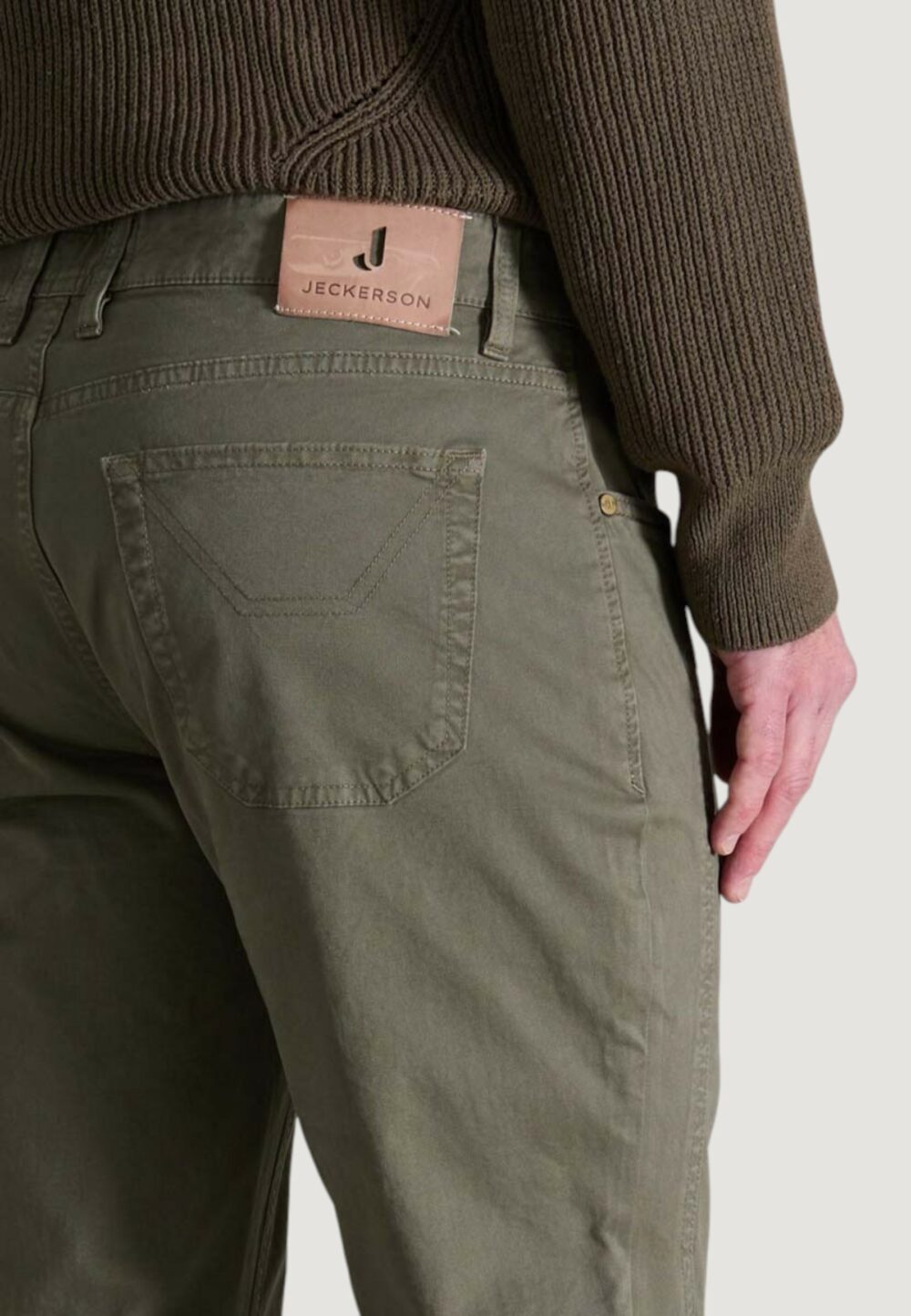 Pantaloni slim Jeckerson JOHN 5 TASCHE TOPPA Verde Oliva - Foto 4