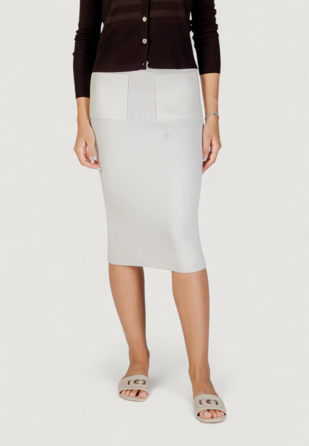 Longuette Guess HARLEY LONGUETTE SKIRT SWTR Panna - Foto 1
