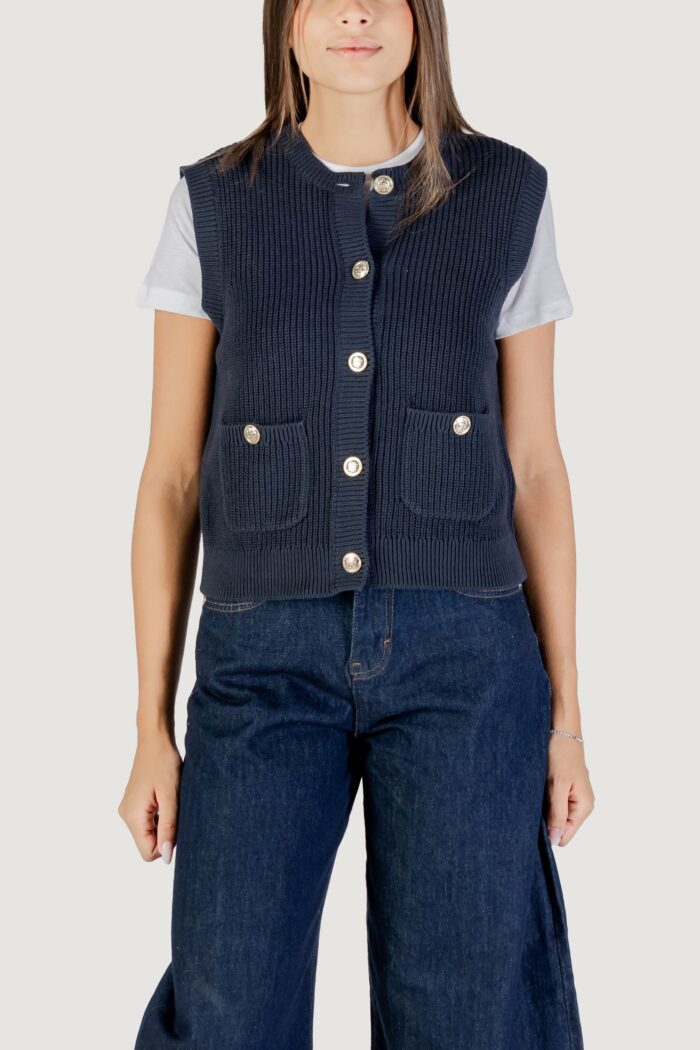 Maglia gilet Jacqueline De Yong Jdystella S/L O-Neck Vest Knt Blue scuro – 15355493