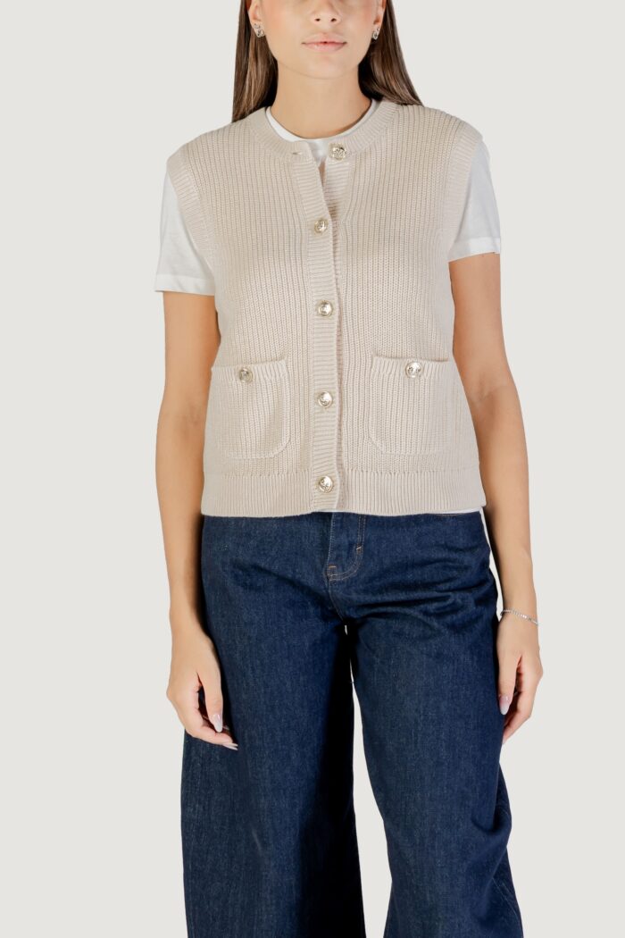 Maglia gilet Jacqueline De Yong Jdystella S/L O-Neck Vest Knt Panna – 15355493
