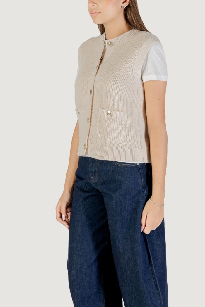 Maglia gilet Jacqueline De Yong Jdystella S/L O-Neck Vest Knt Panna – 15355493