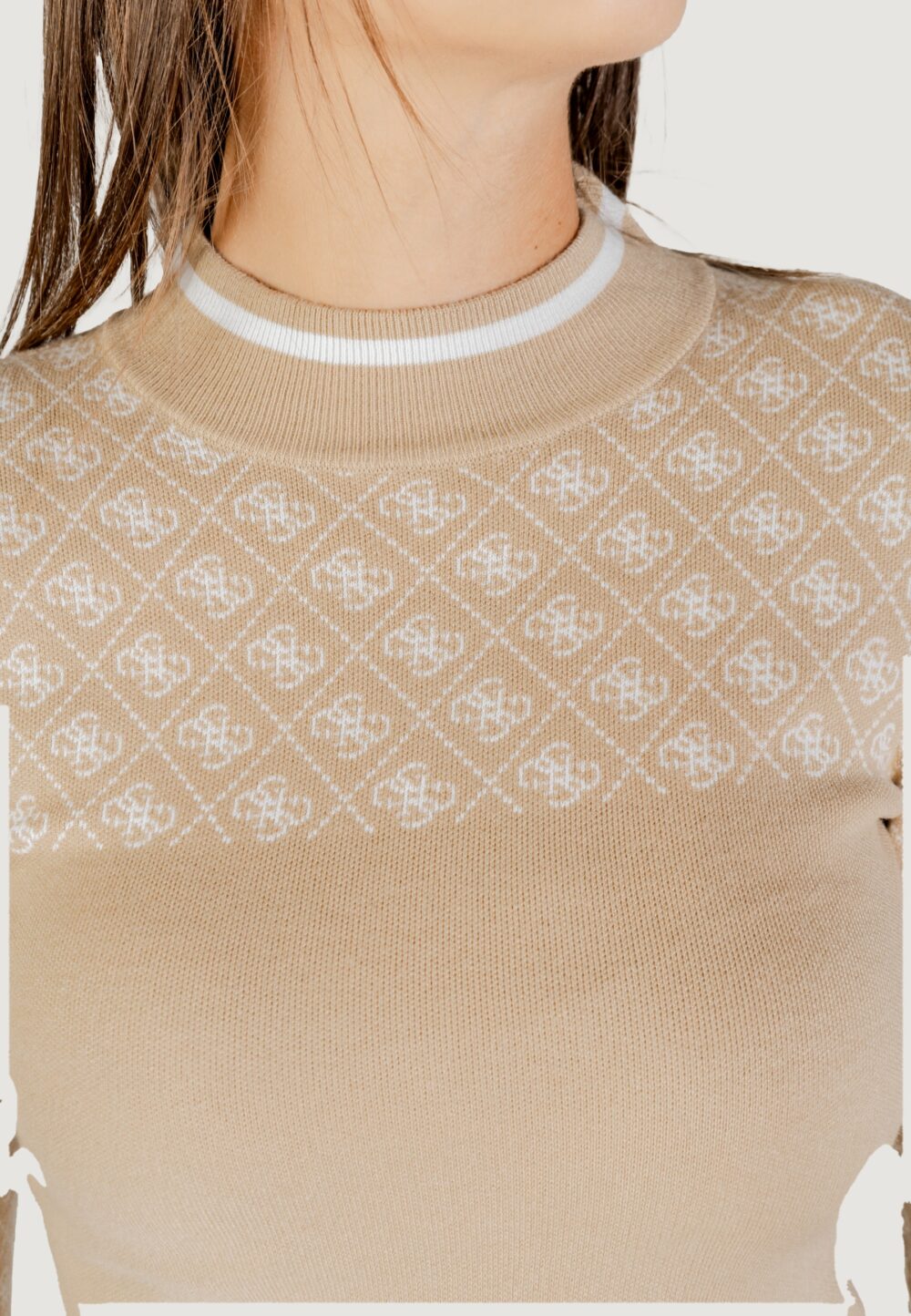 Maglia Guess LS MOCK NECK AUBREY 4G SWTR Beige - Foto 5