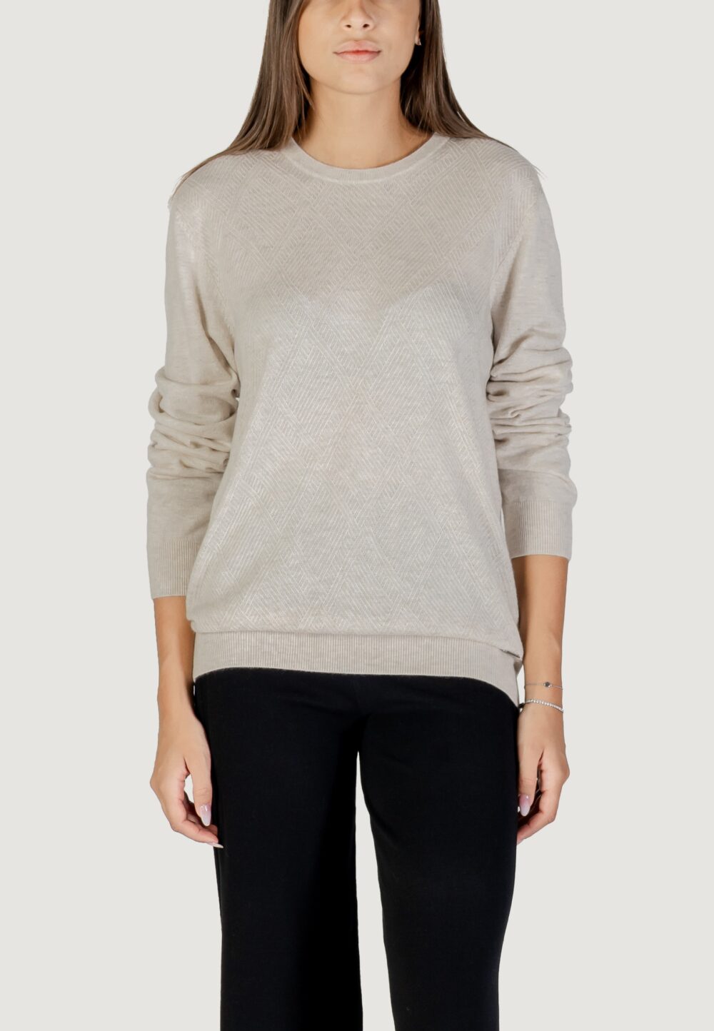 Maglia Guess JAMAAR CN STITCHED SWTR Beige chiaro - Foto 1