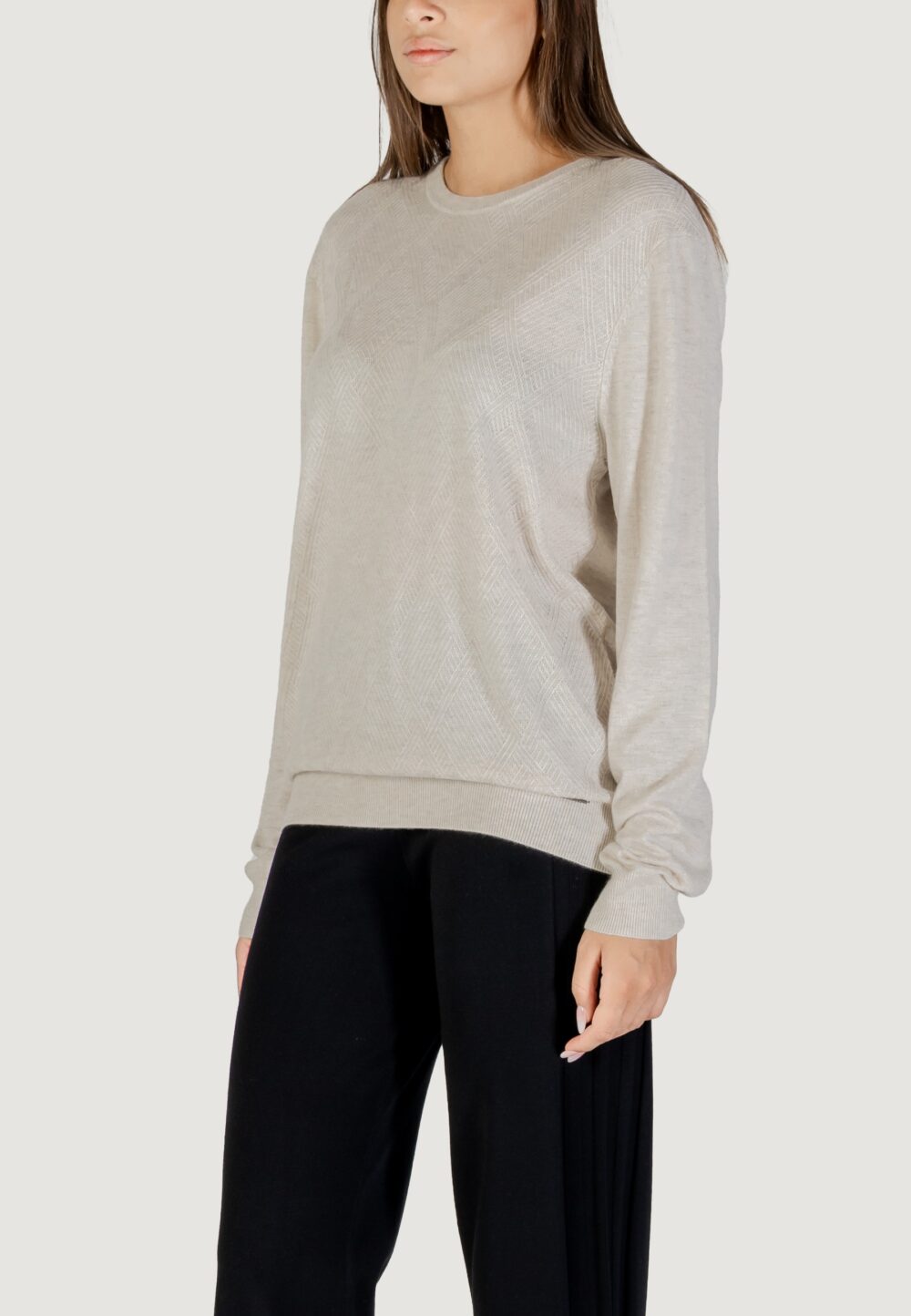Maglia Guess JAMAAR CN STITCHED SWTR Beige chiaro - Foto 3