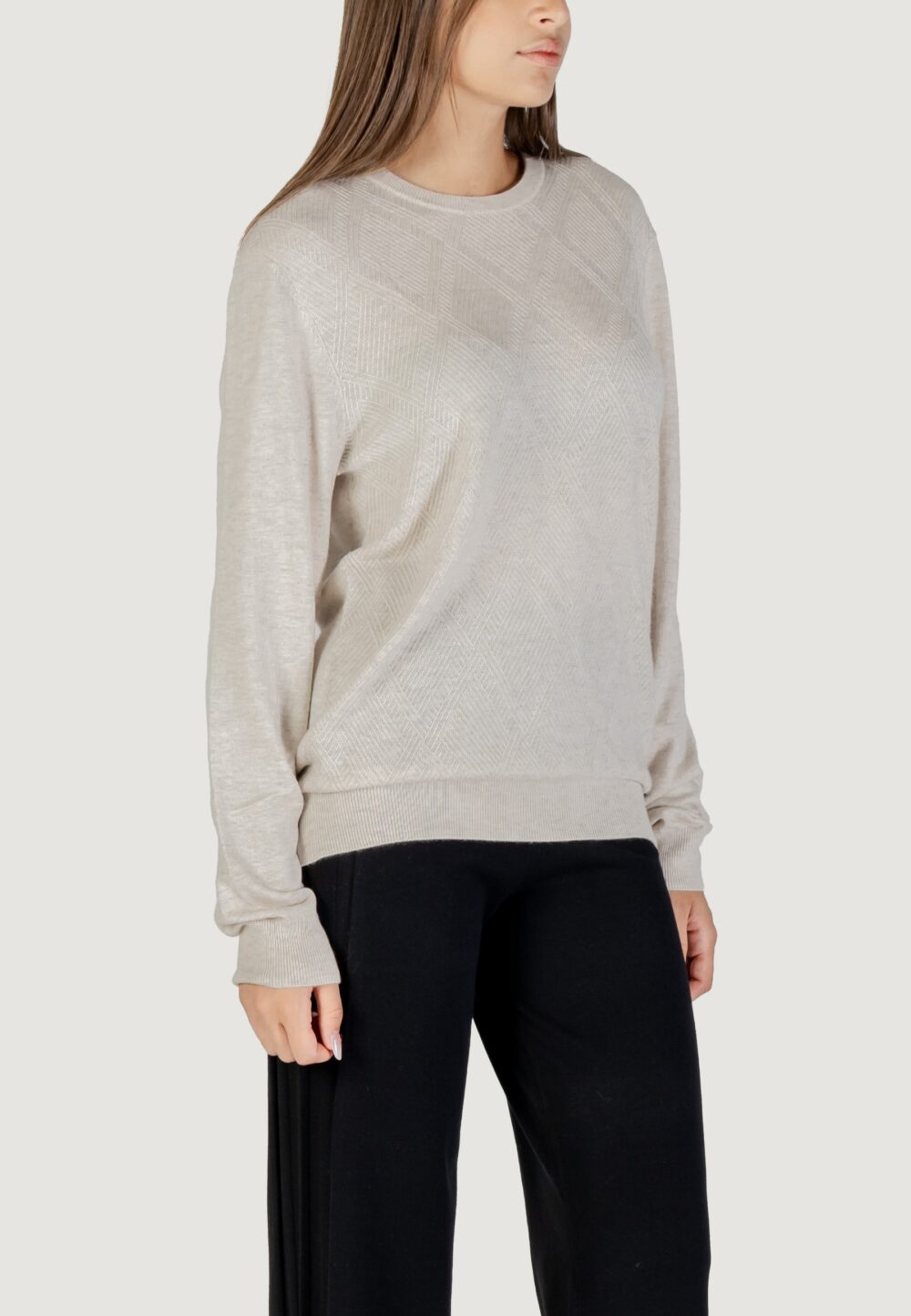 Maglia Guess JAMAAR CN STITCHED SWTR Beige chiaro - Foto 4