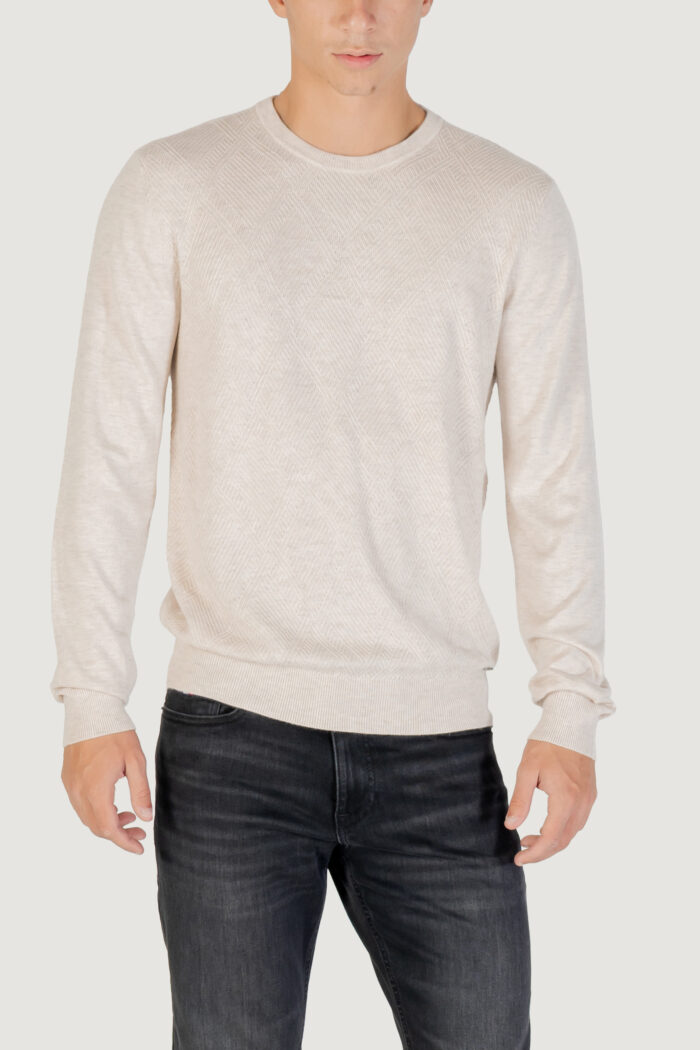 Maglia Guess JAMAAR CN STITCHED SWTR Beige chiaro