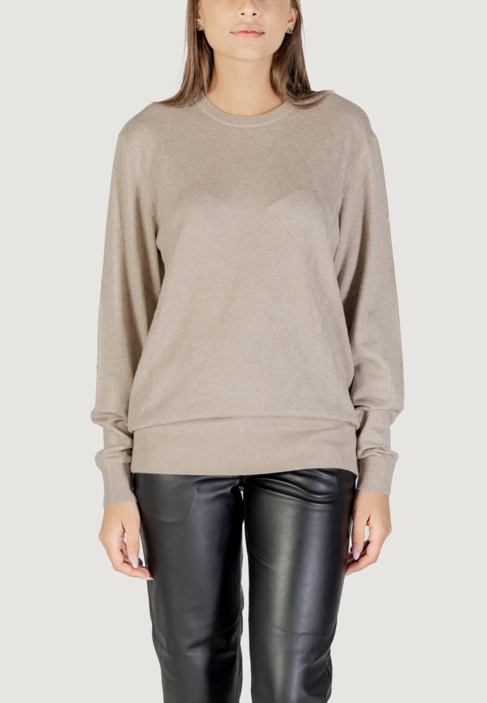 Maglia Guess JAMAAR CN STITCHED SWTR Beige scuro - Foto 5