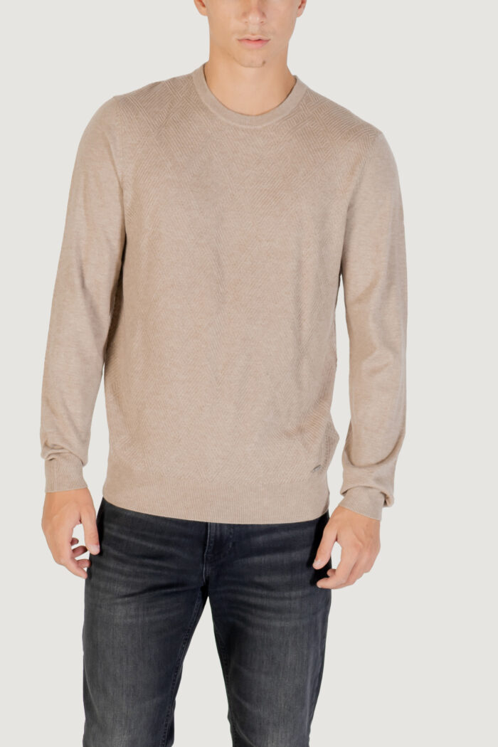 Maglia Guess JAMAAR CN STITCHED SWTR Beige scuro
