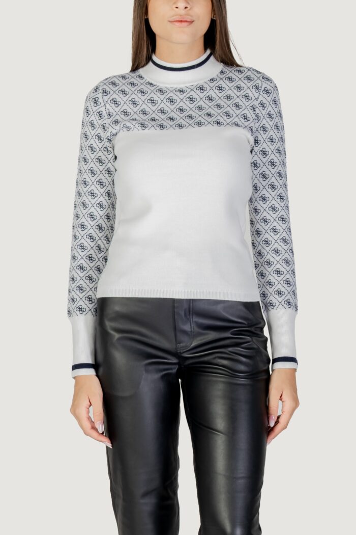 Maglia Guess LS MOCK NECK AUBREY 4G SWTR Bianco – Blu – W5BR24 Z3JD2