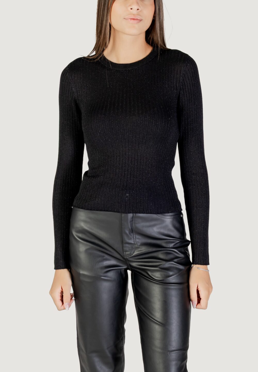 Maglia Jacqueline de Yong JDYPLUM LUREX L/S O-NECK PULLOVER KNT Black Silver - Foto 1