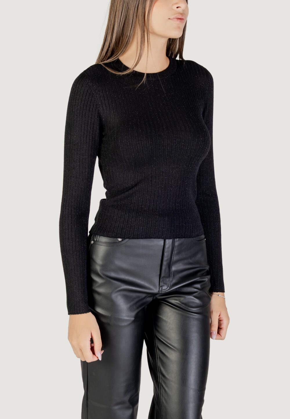 Maglia Jacqueline de Yong JDYPLUM LUREX L/S O-NECK PULLOVER KNT Black Silver - Foto 3