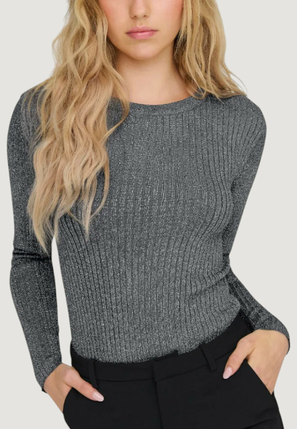 Maglia Jacqueline de Yong JDYPLUM LUREX L/S O-NECK PULLOVER KNT Blue scuro - Foto 3