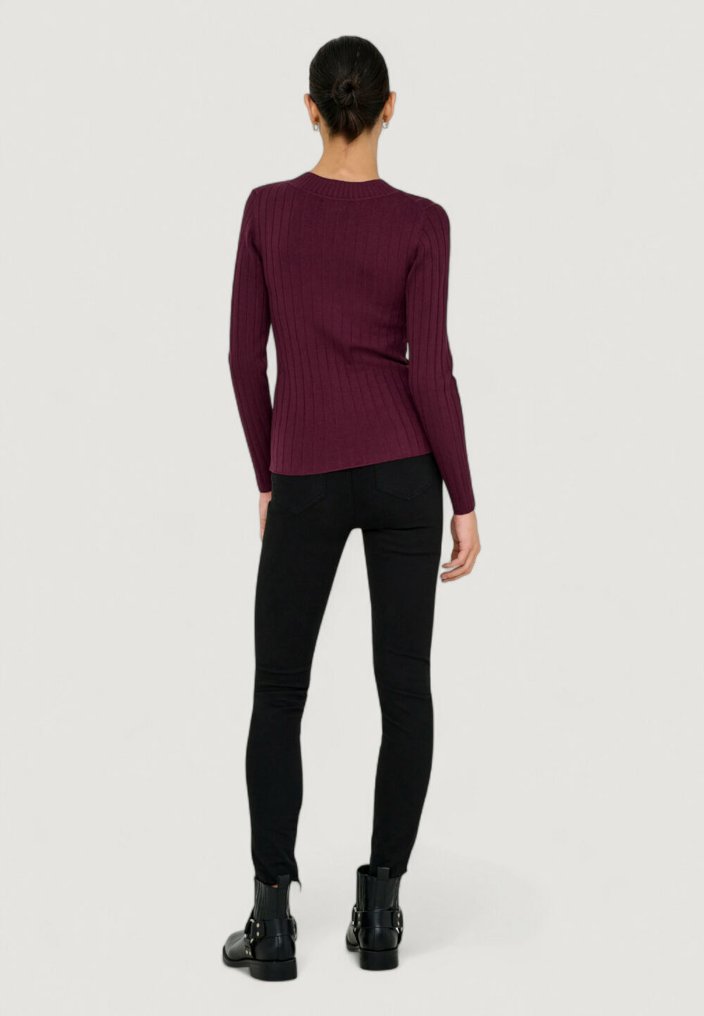 Maglia Jacqueline de Yong Jdykate L/S Pullover Knt Bordeaux - Foto 3