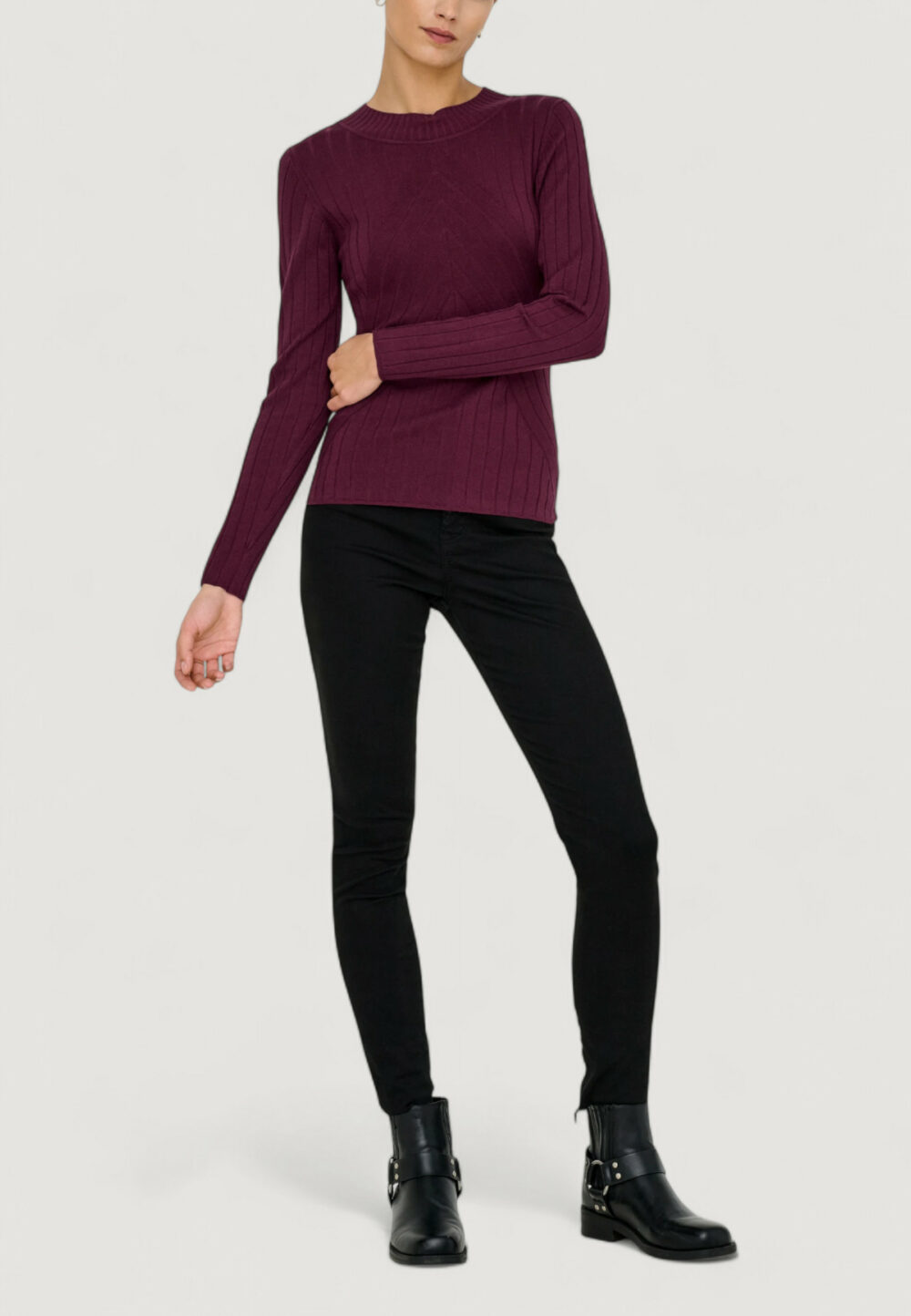 Maglia Jacqueline de Yong Jdykate L/S Pullover Knt Bordeaux - Foto 2