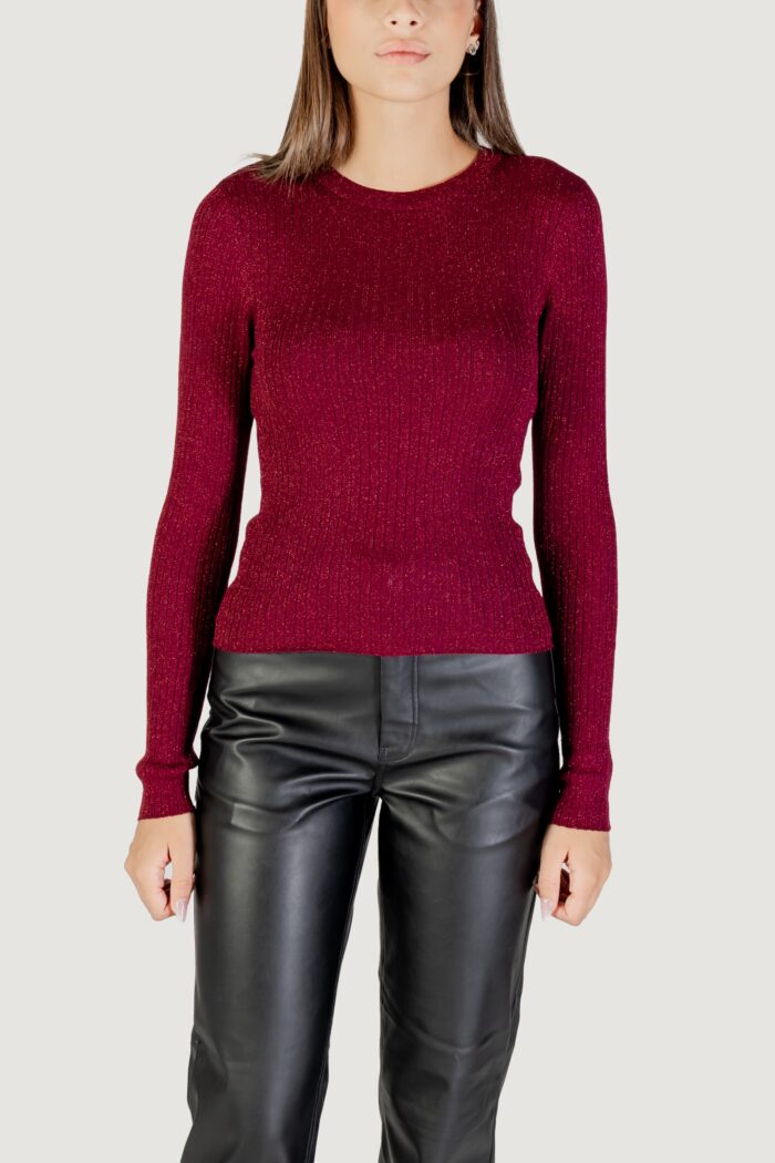Maglia Jacqueline De Yong JDYPLUM LUREX L/S O-NECK PULLOVER KNT Bordeaux – 15330569