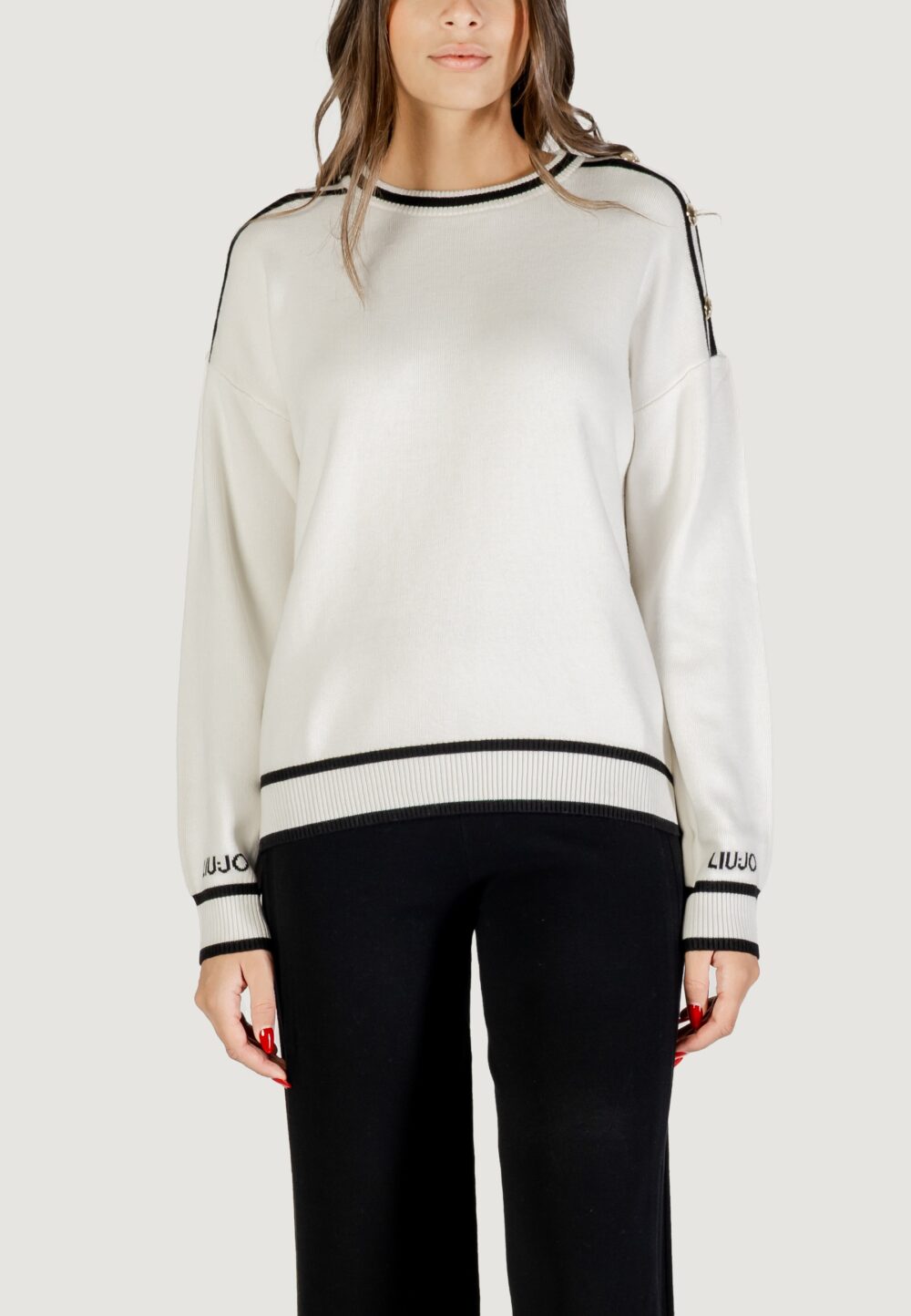 Maglia Liu-Jo ECS MAGLIA CHIUSA M/L Bianco - Nero - Foto 1