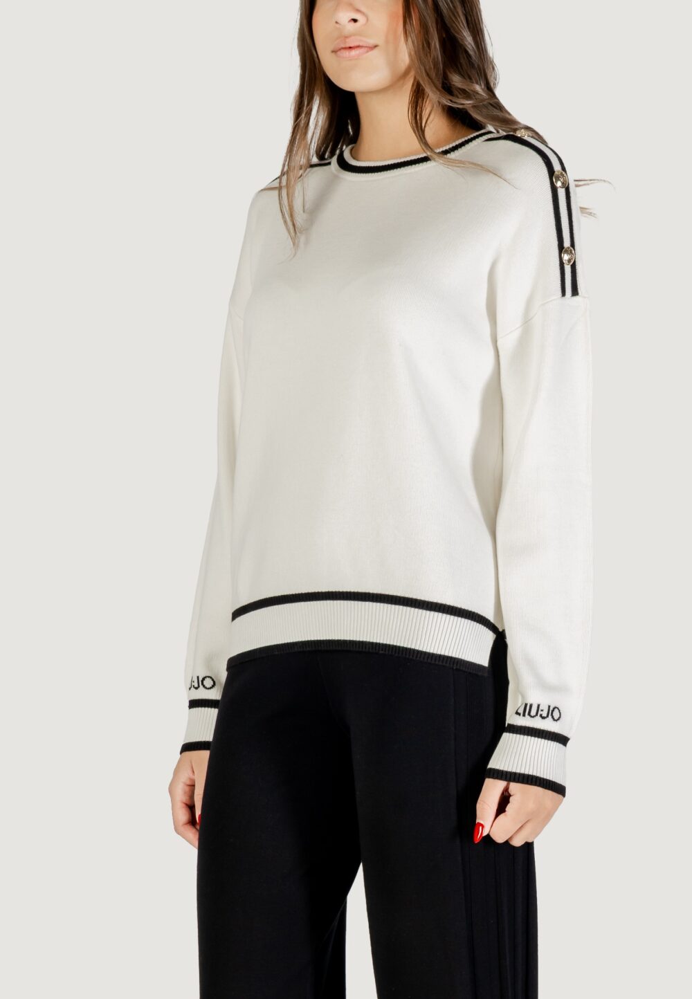 Maglia Liu-Jo ECS MAGLIA CHIUSA M/L Bianco - Nero - Foto 3