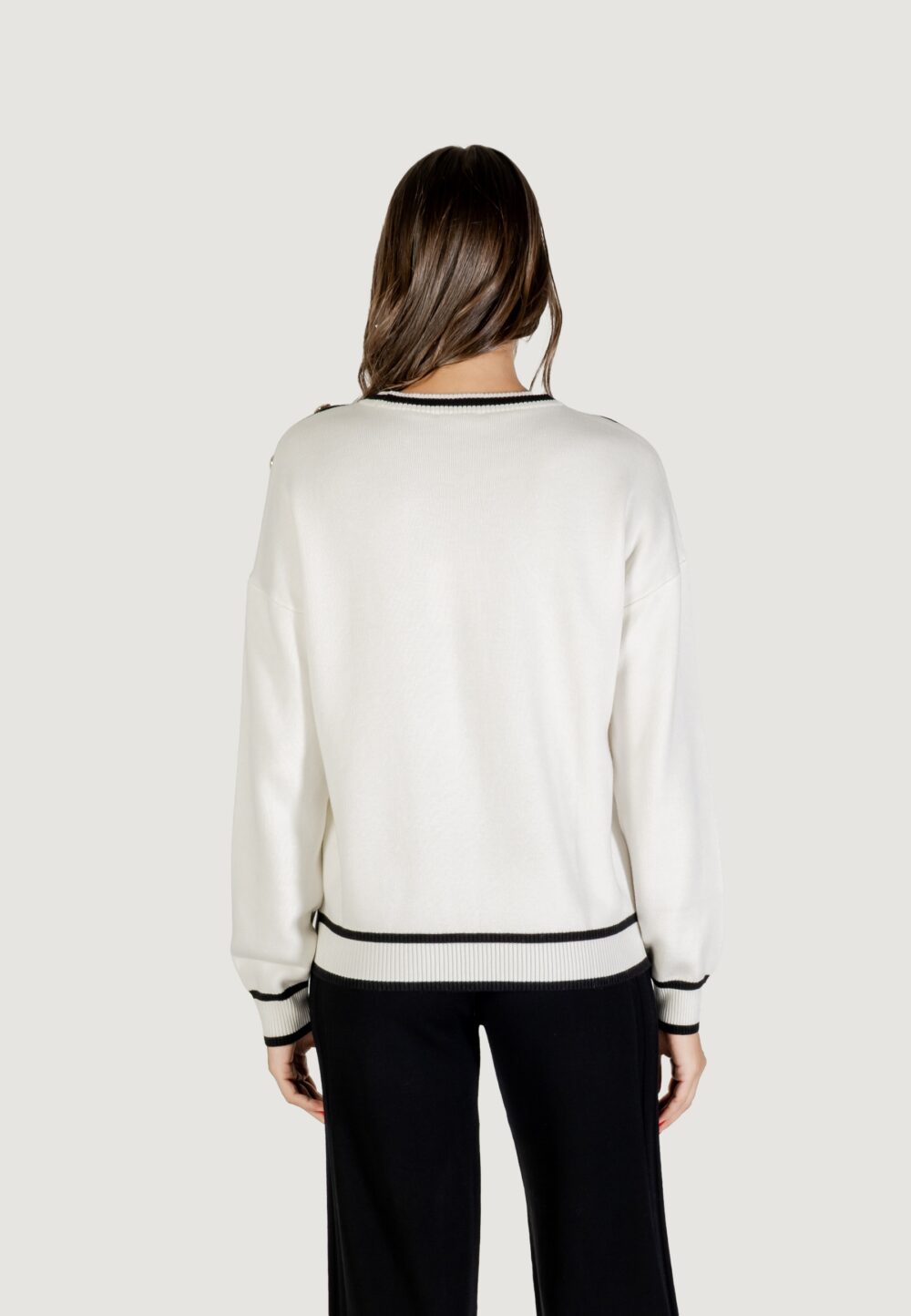Maglia Liu-Jo ECS MAGLIA CHIUSA M/L Bianco - Nero - Foto 5