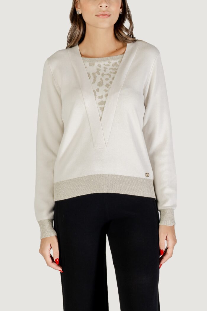 Maglia Liu-jo ECS MAGLIA CHIUSA M/L Bianco – Oro