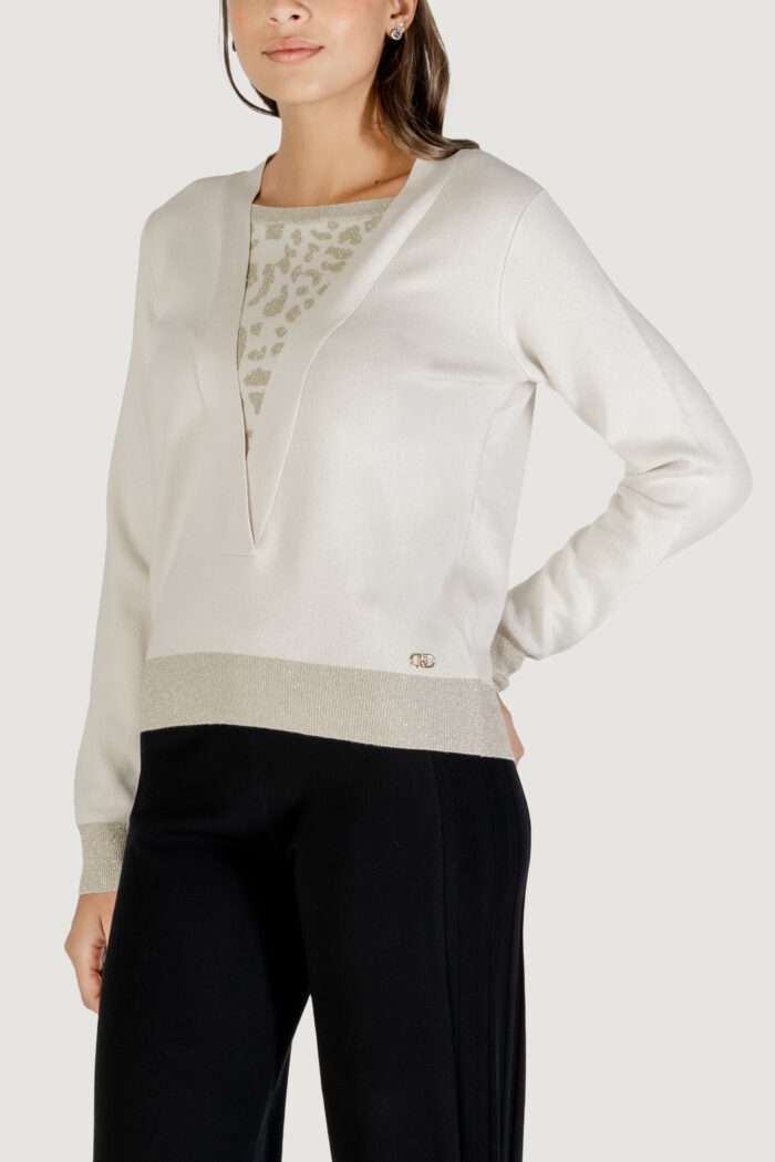 Maglia Liu-jo ECS MAGLIA CHIUSA M/L Bianco – Oro