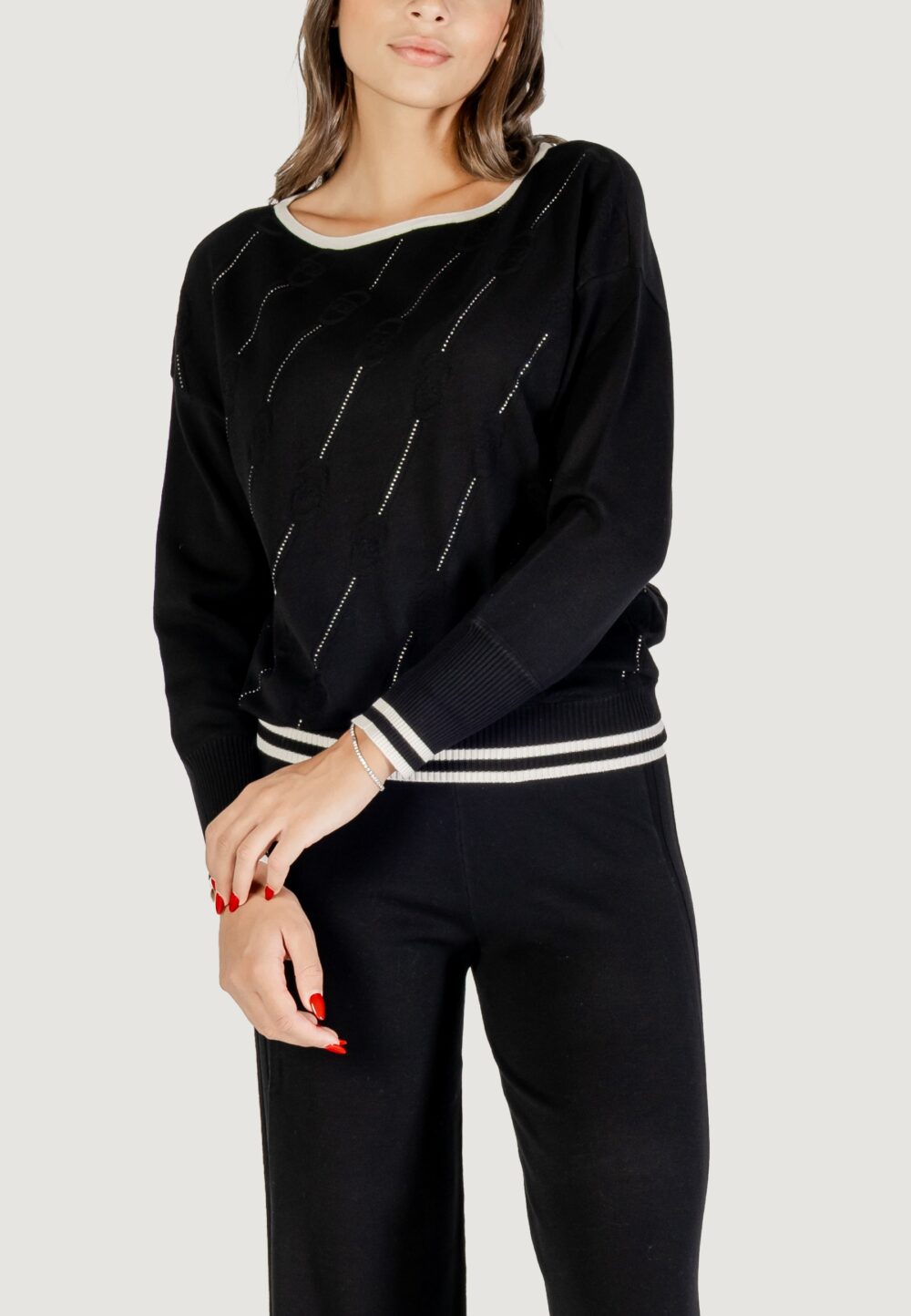 Maglia Liu-Jo ECS MAGLIA CHIUSA M/L Nero - Bianco - Foto 1