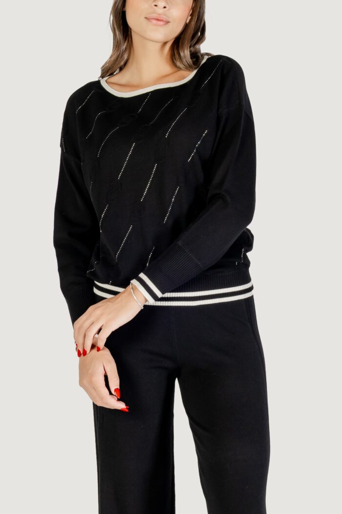 Maglia Liu-jo ECS MAGLIA CHIUSA M/L Nero – Bianco