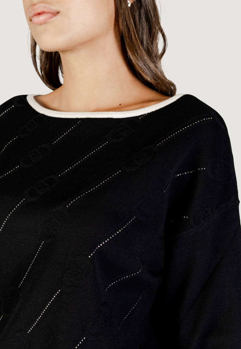 Maglia Liu-Jo ECS MAGLIA CHIUSA M/L Nero - Bianco - Foto 5