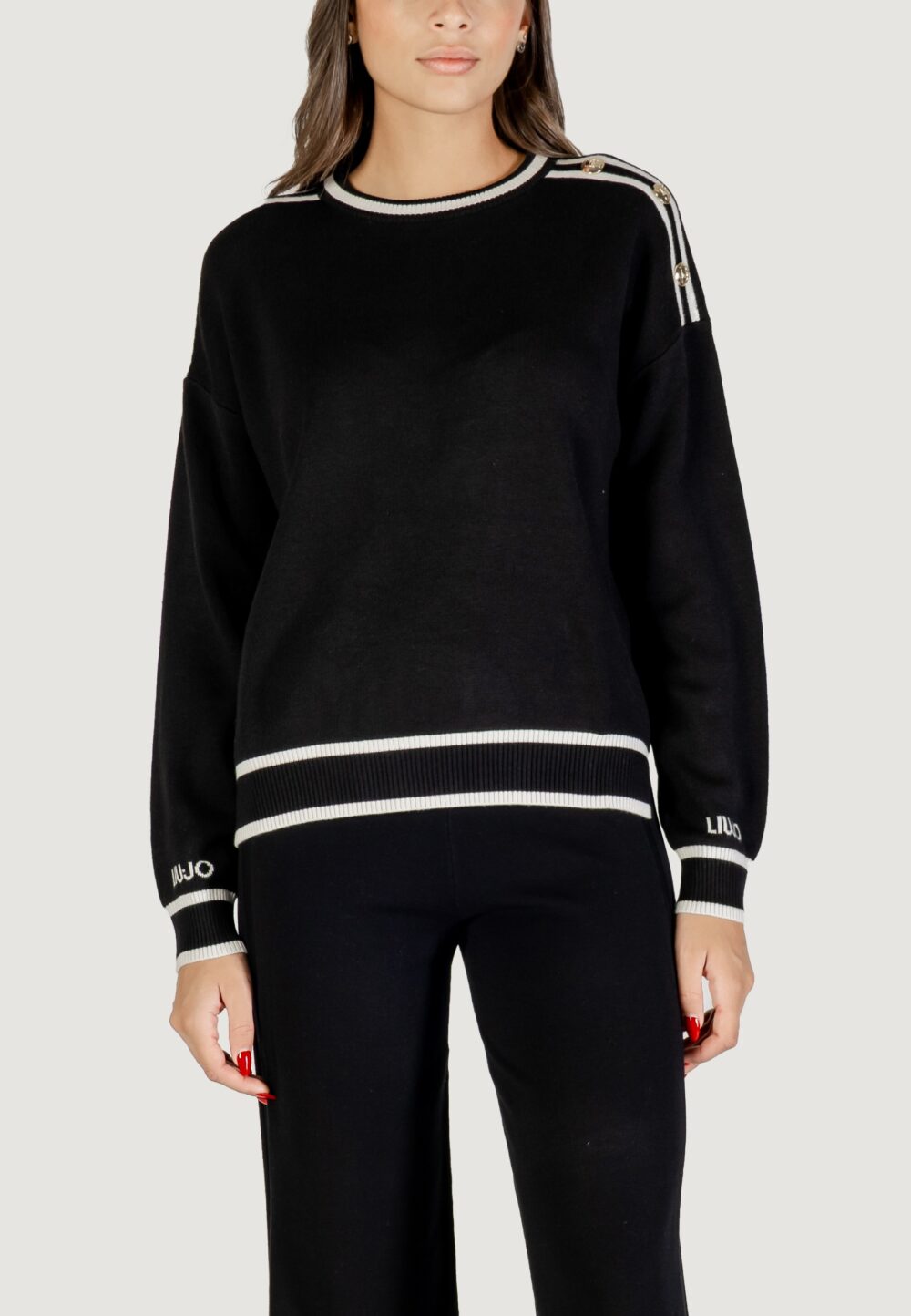 Maglia Liu-Jo ECS MAGLIA CHIUSA M/L Nero - Bianco - Foto 1