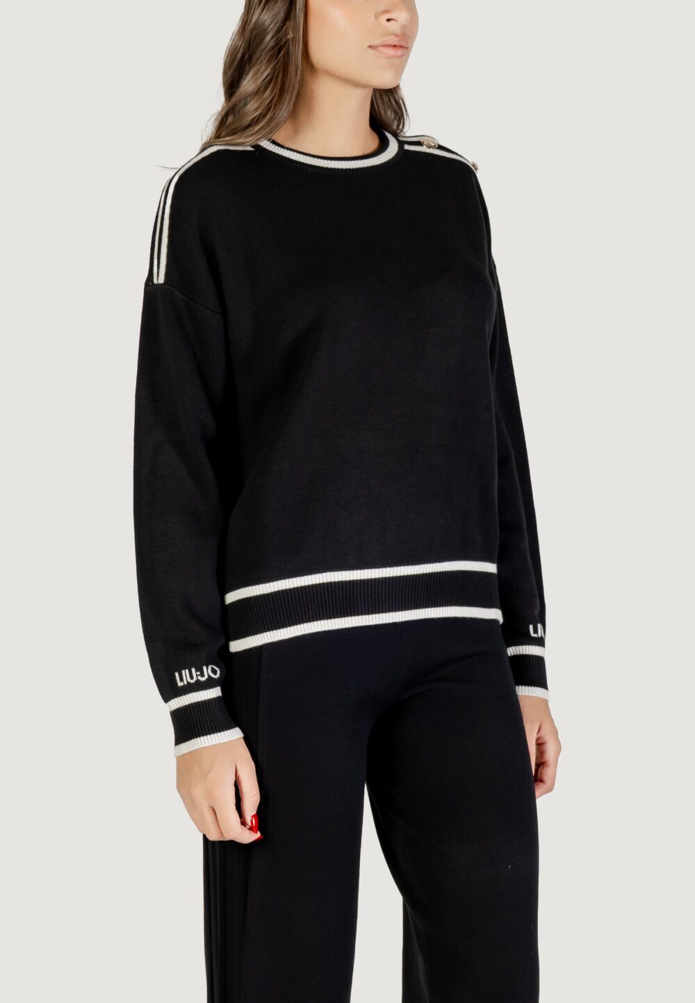 Maglia Liu-Jo ECS MAGLIA CHIUSA M/L Nero - Bianco - Foto 3