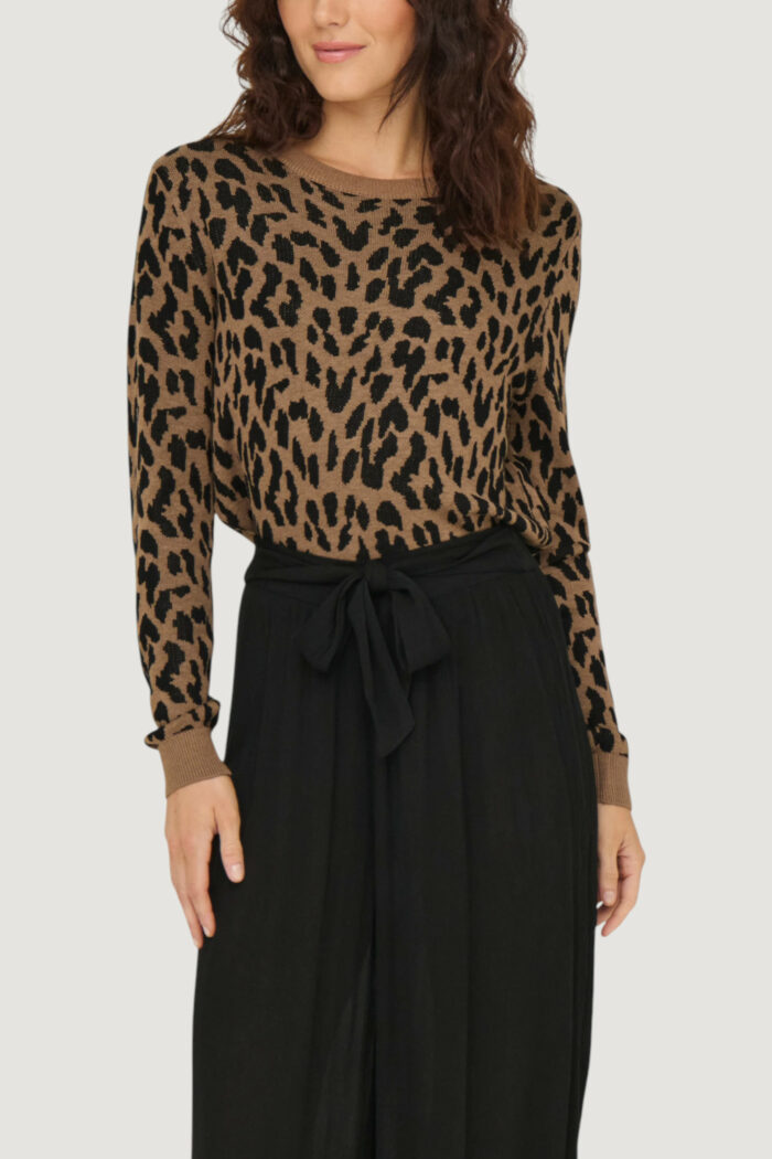 Maglia Only ONLVIENNA LS JQ LEO O-NECK CC KNT Beige scuro