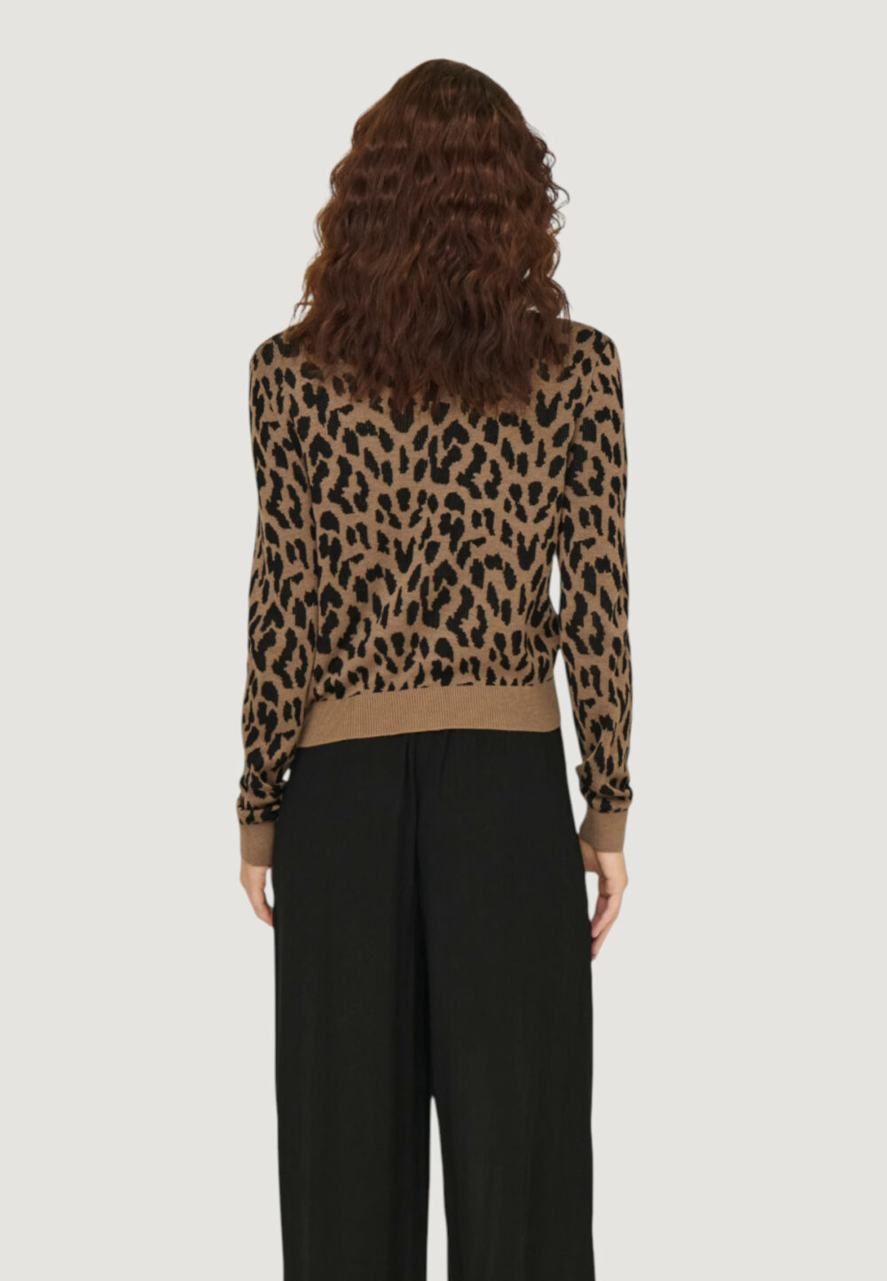 Maglia Only ONLVIENNA LS JQ LEO O-NECK CC KNT Beige scuro - Foto 3